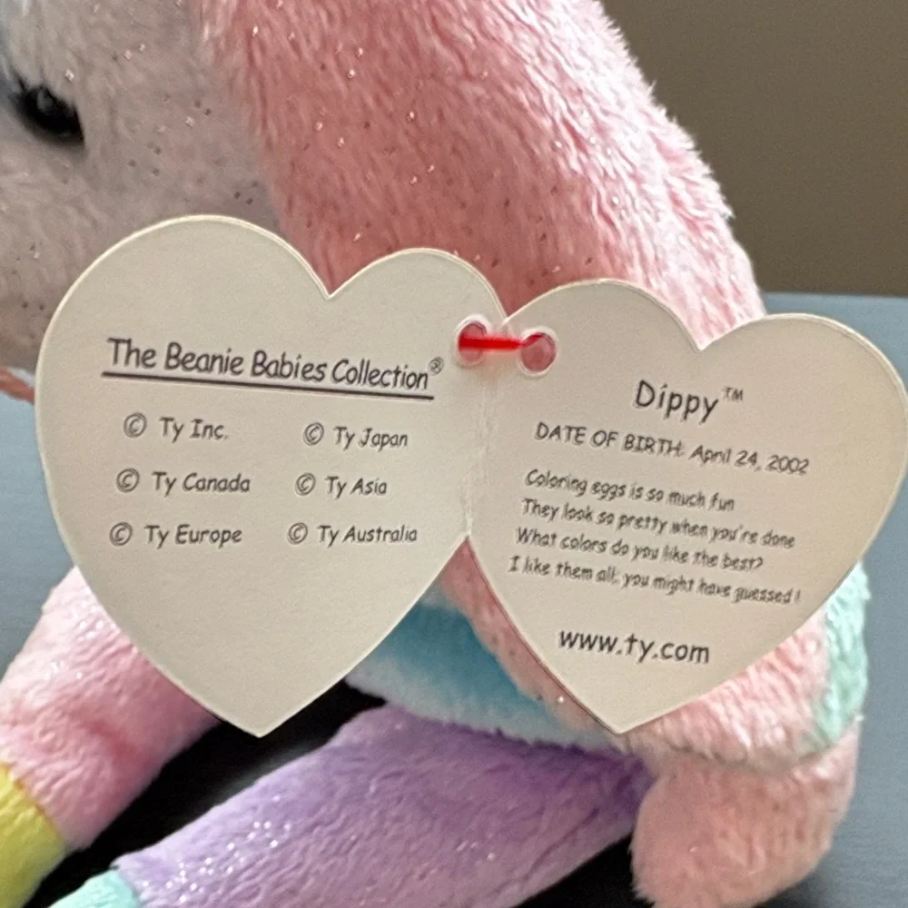 Ty Beanie Babies DIPPY Pastel Rainbow Bunny Plush